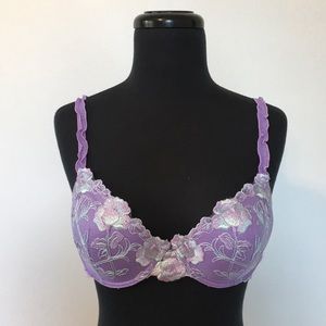 VTG 90s Donna L’Oren Gold Label Purple Lace Bra, 36B